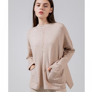 Loose Fashion Trend Casual Joker Single Row Knap Strik Top 68030#