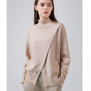 Fashionable Trend Casual Joker Foundation High Neck Knit Split Single Top 68038#